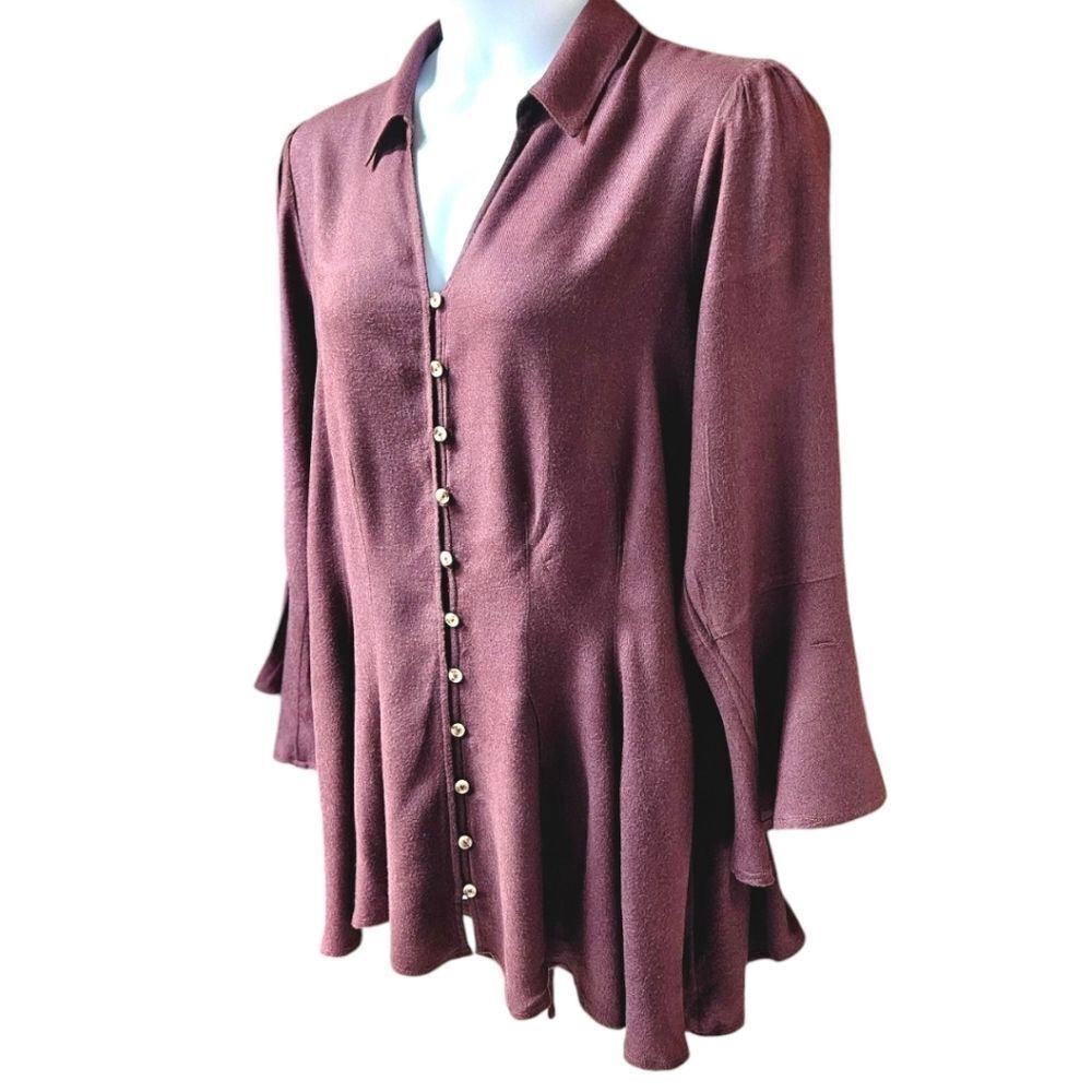 TORRID FITβ& FLARE Brushed Rayon Tie-Up back detail Acrylic Top Size 1X - Picture 4 of 15